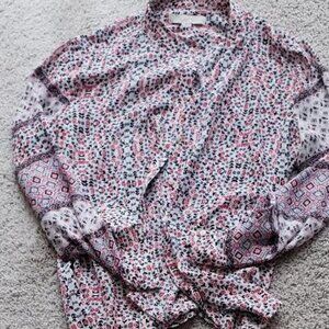 Loft Ukrainian Style Long Sleeve Polyester Blouse